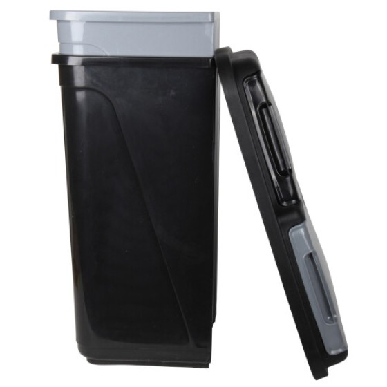 (Black and Silver) 90L Double-Layer Kitchen Trash Can, Laundry Basket